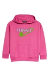 VERSACE KIDS' SAFETY PIN LOGO GRAPHIC COTTON HOODIE