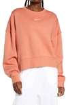 Nike Sportswear Essential Oversize Sweatshirt In Madder Root/ White