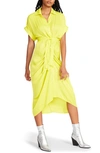 Steve Madden Tori Tie Waist Midi Shirtdress In Sulphur Spring