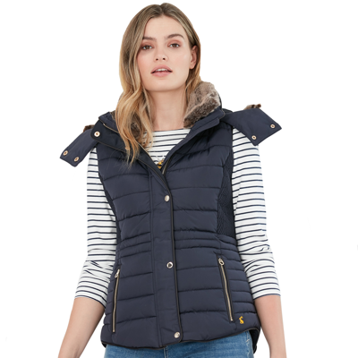 Pre-owned Joules Clothing Joules Womens Melford Hooded Padded Bodywarmer Gilet