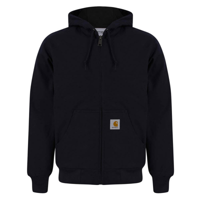 Pre-owned Carhartt Mens Jacket Active Cotton Full Zipp Hooded Bomber Jacket In Navy Blue