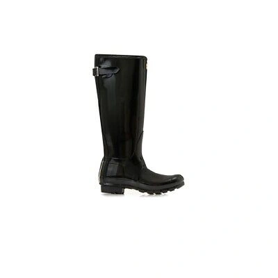 Pre-owned Hunter Shoes Universal Women  Org Back Adjust Glos Wft1001rglblk Black