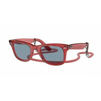 Pre-owned Ray Ban Sunglasses Ray-ban Rb2140 Wayfarer 661456 Red Transparent Blue