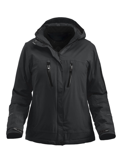 Pre-owned Clique Premium Ladies Padded Softshell Jacket - Detachable Hood - Blue/black/s-3xl