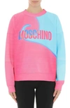 Moschino Ladies Projection Print Cotton Sweatshirt In Fantasy Print