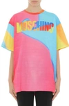 MOSCHINO MULTICOLOR LOGO COTTON T-SHIRT