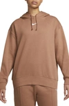 Nike Sportswear Collection Essentials Oversize Hoodie In Mineral Clay/ White