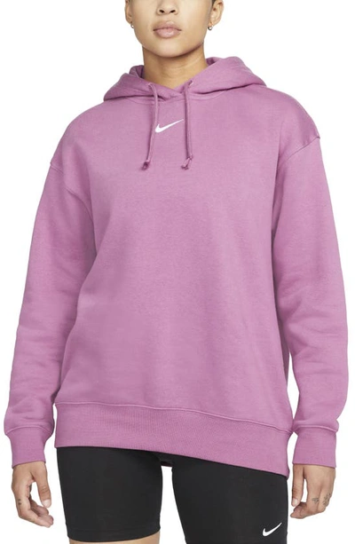 Nike Sportswear Collection Essentials Oversize Hoodie In Light Bordeaux/ White
