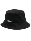 Versace Logo-print Bucket Hat In Schwarz