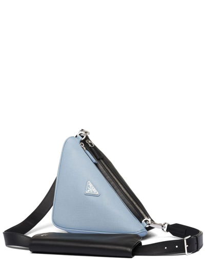 Prada Triangle Double Messenger Bag In Blue