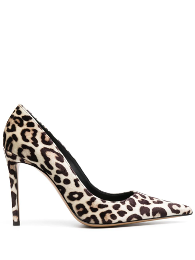 Alexandre Vauthier 110mm Leopard-print Leather Pumps In Brown