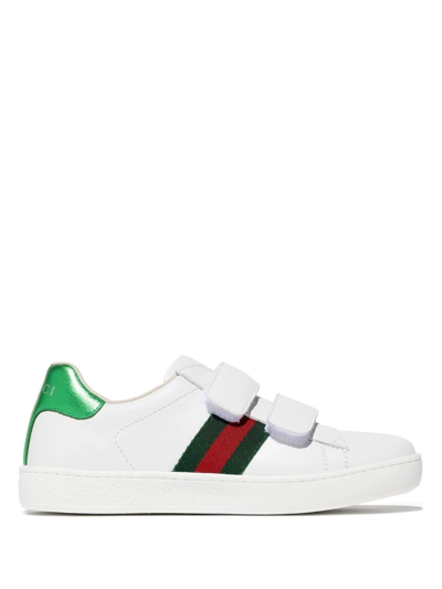 Gucci Kids' Ace Touch-strap Sneakers In Nero