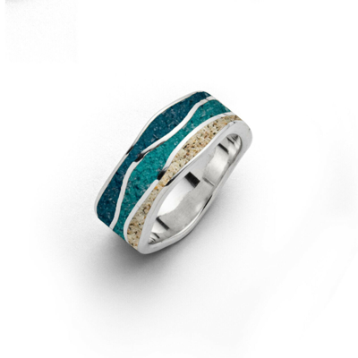 Pre-owned Dur-schmuck Dur Schmuck Ring Ebbe & Flut Strand,-steinsand, Silber 925/- Rhodiniert (r5588)