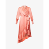 Zimmermann Blouson-sleeve Silk Wrap Midi Dress In Lipstick