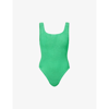 Hunza G Square-neck Seersucker-weave Swimsuit In Emerald