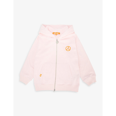 Arctic Army Logo-embroidered Zip-up Cotton Hoody 4-12 Years In Baby Pink