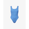Hunza G Nile Square-neck Swimsuit In Metallic Denim