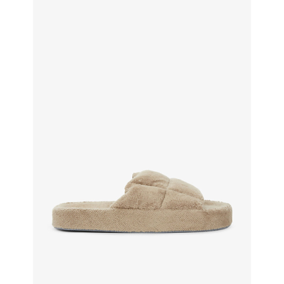 Skin Quilted Open-toe Terry-cotton Slippers In Portobello