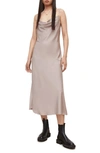Allsaints Womens Dusty Pink Hadley Satin Midi Dress 6 In Dusty Pink