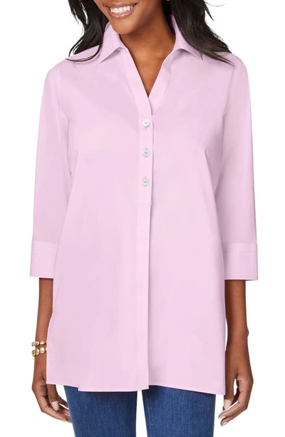 Foxcroft Pamela Stretch Button-up Tunic In Pink Whisper