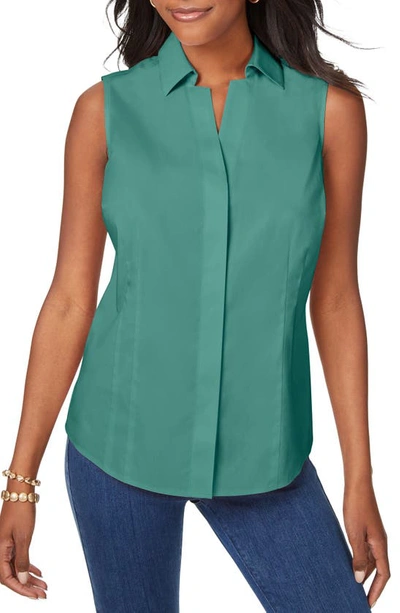 Foxcroft Taylor Non-iron Sleeveless Shirt In Vintage Jade