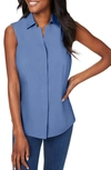Foxcroft Taylor Non-iron Sleeveless Shirt In Blue Denim