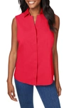 Foxcroft Taylor Non-iron Sleeveless Shirt In Sweet Cherry