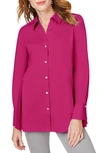 Foxcroft Pippa Pleated Peplum Non-iron Stretch Tunic In Pink Rosato