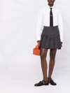 THOM BROWNE THOM BROWNE WOMEN  MINI DROPPED BACK PLEATED SKIRT IN SUPER 120'S TWILL