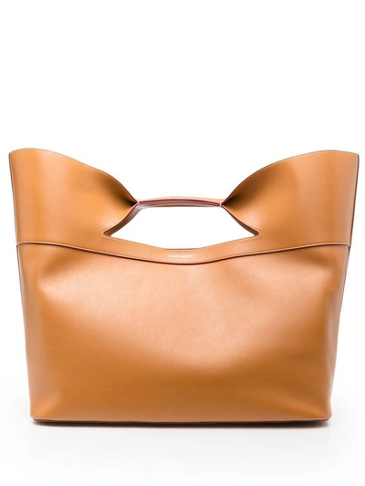 Alexander Mcqueen The Bow Large Leather Tote Bag In Brown