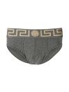 Versace Grey Greca Border Briefs In Grey