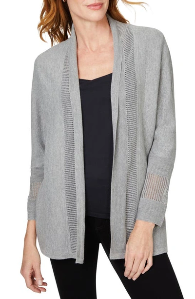 Foxcroft Pointelle Open Front Cardigan In Heather Grey