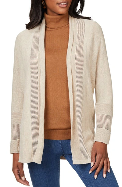 Foxcroft Pointelle Open Front Cardigan In Birch Wood