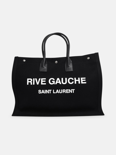 Saint Laurent Black Linen Blend Tote Bag
