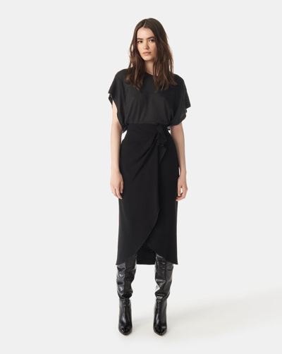 Iro Minilya Gathered Midi Skirt In Black