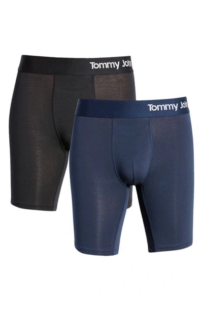 Tommy John 2-pack Cool Cotton 8-inch Boxer Briefs In Navy/ Black
