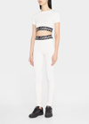 Dolce & Gabbana Short-sleeve Branded Elastic Cotton Crop Top In Bianco