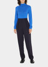 Lafayette 148 Knit Raglan-sleeve Turtleneck Sweater In Blue