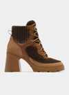 Sorel Brex Faux Shearling Block-heel Boots In Tawny Buff Blacke