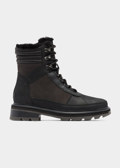Sorel Lennox Waterproof Combat Winter Boots In Jet Black