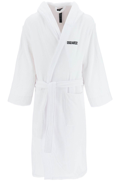 Dsquared2 Bathrobe With Logo Unisex In White