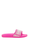 Jimmy Choo Fitz Pearl-embellished Slides In #ff00ff