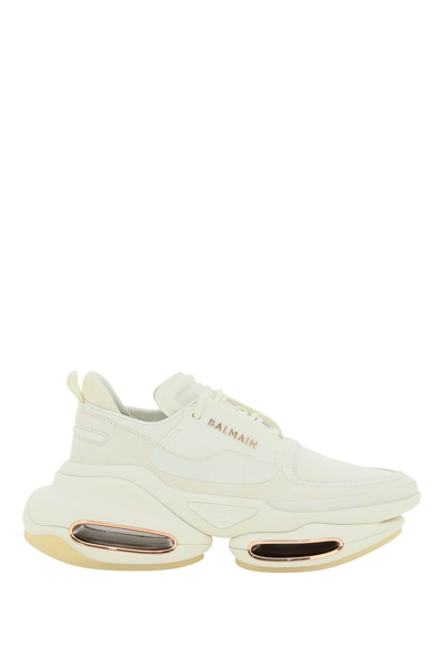Balmain Bbold White Suede And Leather Trainers