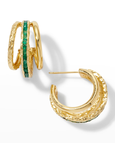 Pacharee 3-strand Huggie Earrings In Emerald