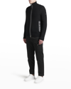 Moncler Leather-trim Zipped Ribbed-wool Cardigan In Black