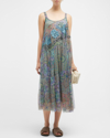 JOHNNY WAS MATISSE PRINTED SCOOP-NECK MIDI DRESS