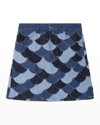 Chloé Kids Blue Patchwork Denim Mini Skirt In Z10-denim