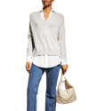 Brochu Walker V-neck Layered Pullover In Vail Gry Mel With