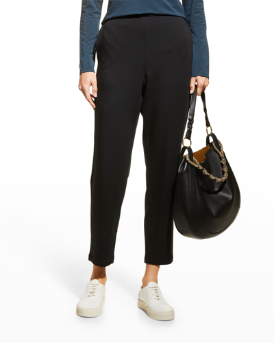 Eileen Fisher Cropped Knit Terry Pants In Black