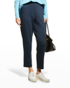 Eileen Fisher Cropped Knit Terry Pants In Deep Adriatic